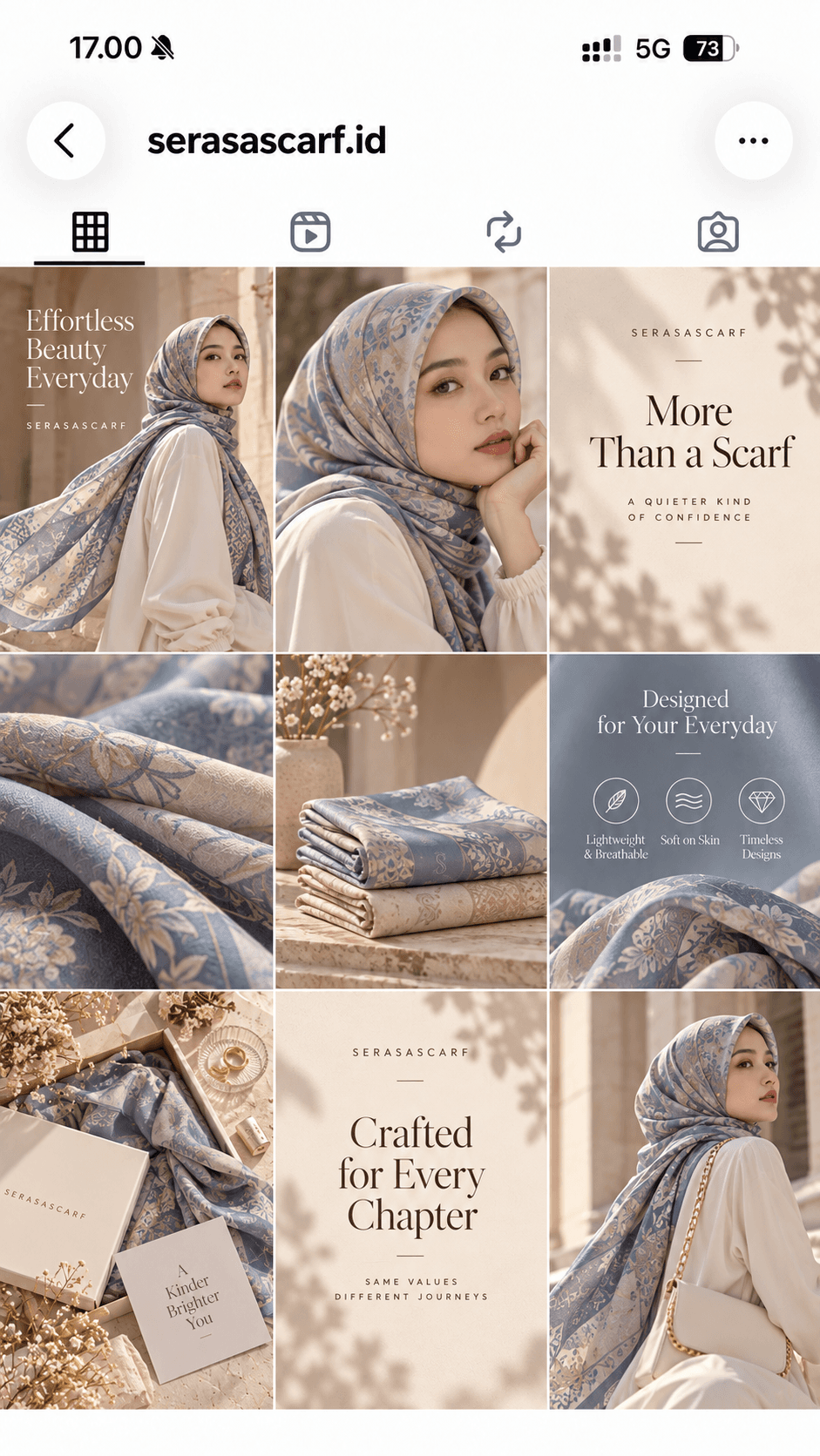 Serasa Scarf's Instagram feed, created and auto-posted by Postmatic