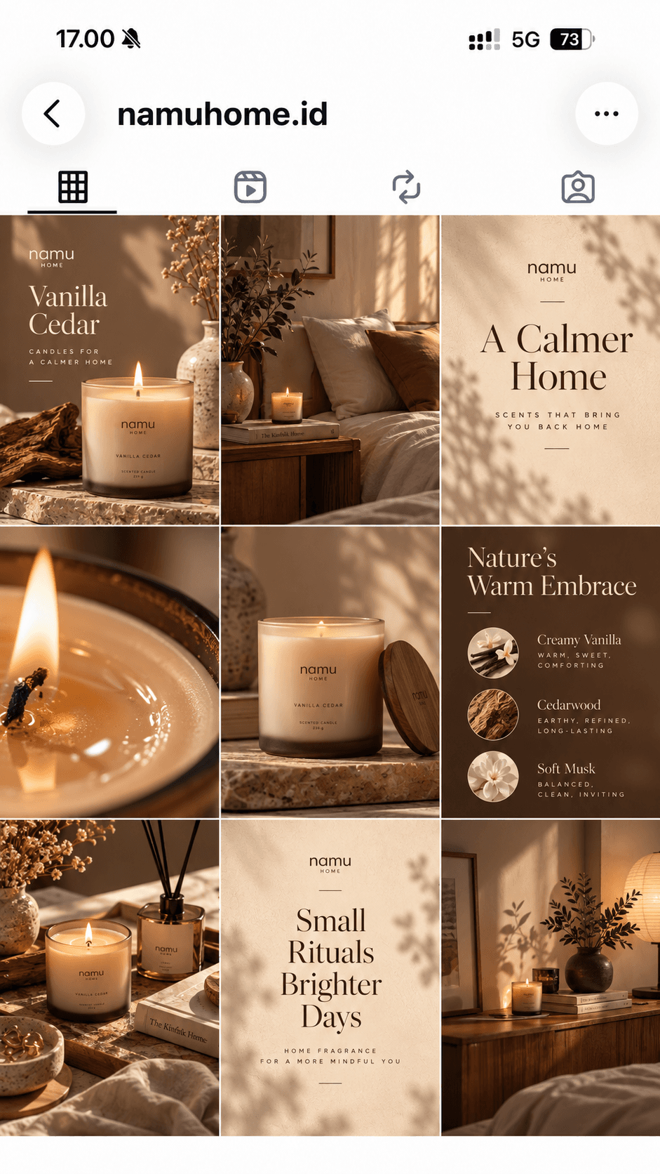 Namu Home's Instagram feed, created and auto-posted by Postmatic