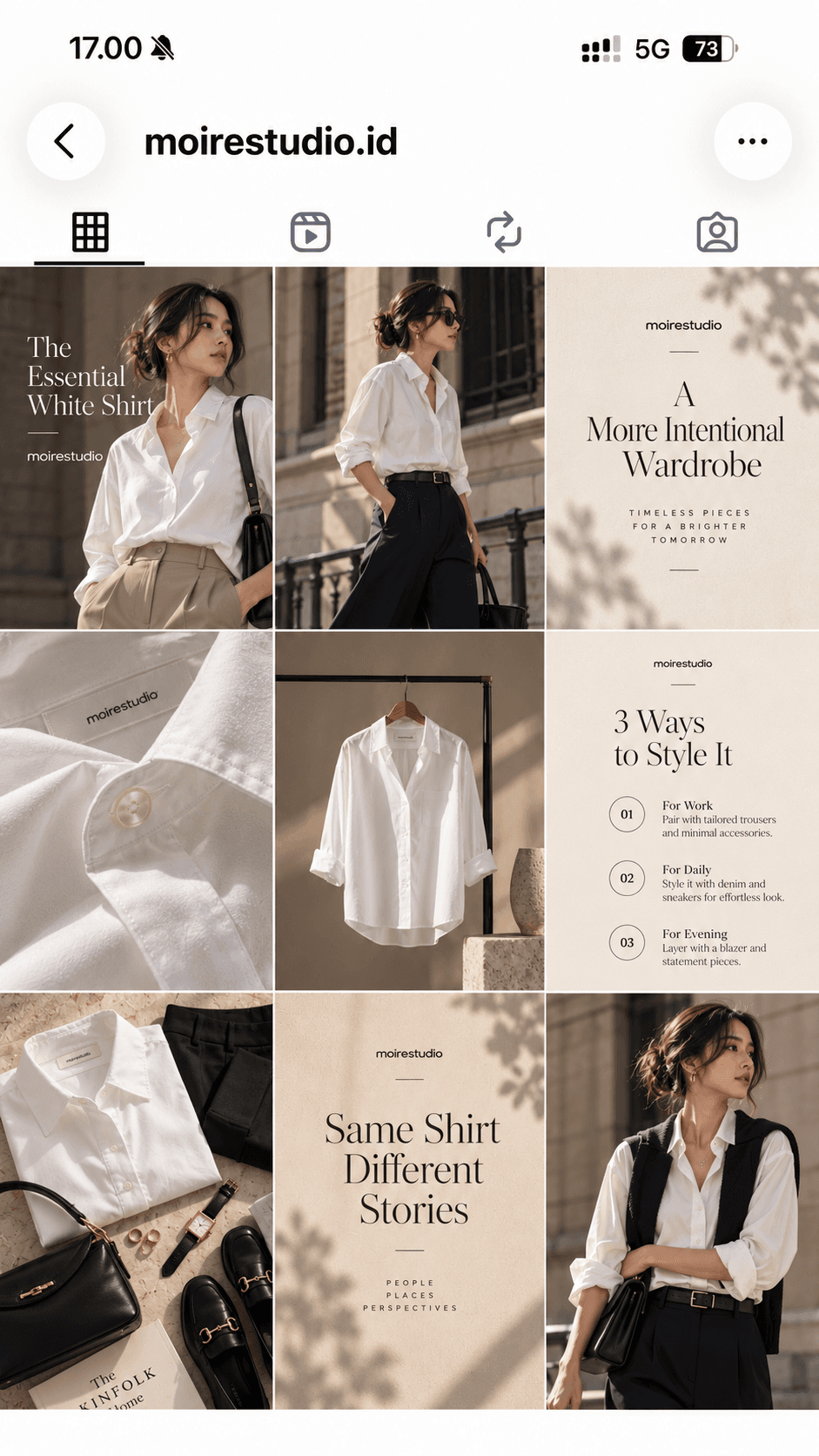 Moire Studio's Instagram feed, created and auto-posted by Postmatic