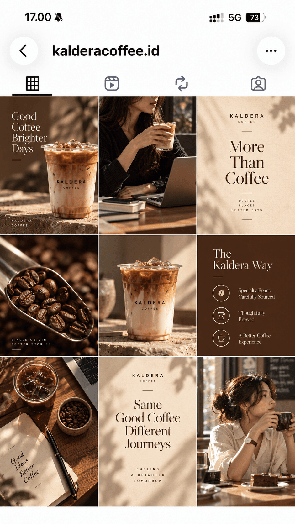 Kaldera Coffee's Instagram feed, created and auto-posted by Postmatic