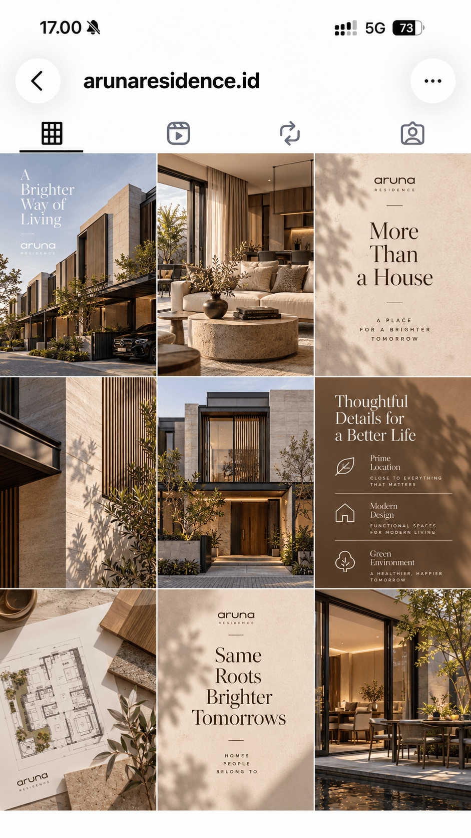 Aruna Residence's Instagram feed, created and auto-posted by Postmatic